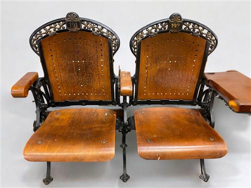 5 Wood Iron Folding Theater Seats, Auditorium Seats, Entryway Bench, D20