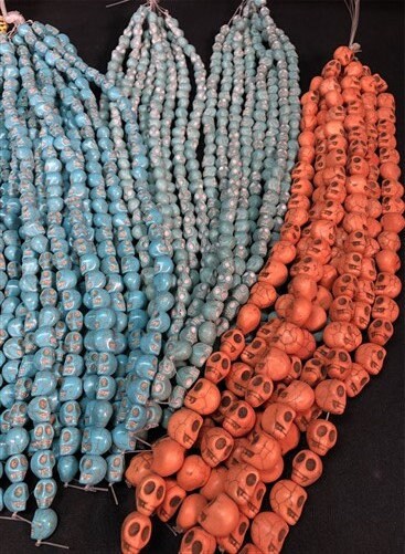 Craft Supplies & Tools > Beads, Gems & Cabochons > Beads - 3D Skull Beads Multi Colors, Gothic Halloween Jewelry Making Cr...
