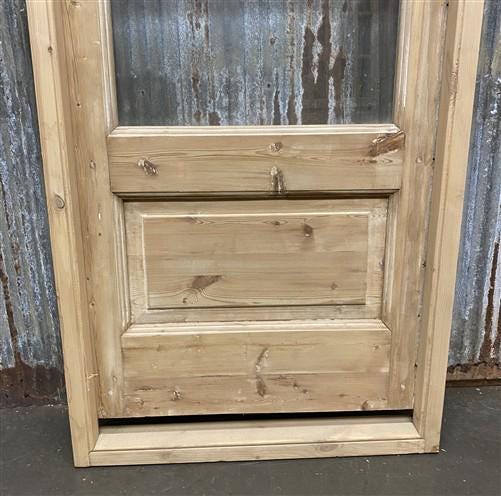 Antique French Single Door (27x92.5) Glass Pane Door with Jamb, Encased Door T23