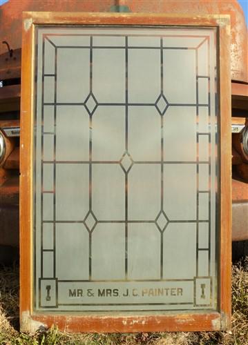 Etched Frosted Clear Glass Vintage Church Window, Architectural Art Glass, B