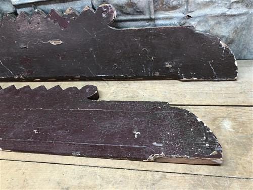 Pair Crown Molding Headers, Trim Door Window Pediment Architectural Salvage B38