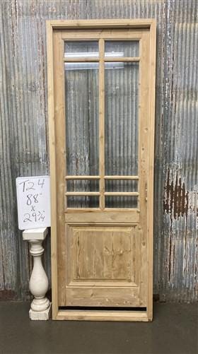 Antique French Single Door (29.5x88) Glass Pane Door with Jamb, Encased Door T24