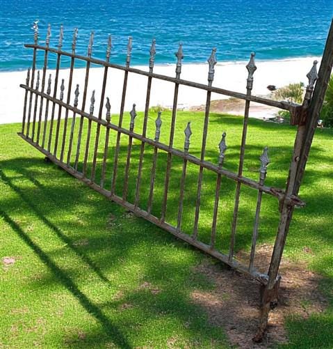 Home & Living > Outdoor & Gardening > Garden Decoration > Yard Art - Wrought Iron Vintage Fence Panel (95x40.5) Architectu...