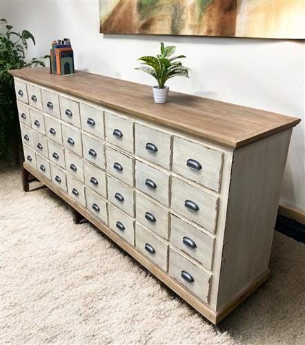 Home & Living > Furniture - 32 Drawer White Apothecary Cabinet, Store Cabinet, Store Display Pharmacy Case by The Old Grai...
