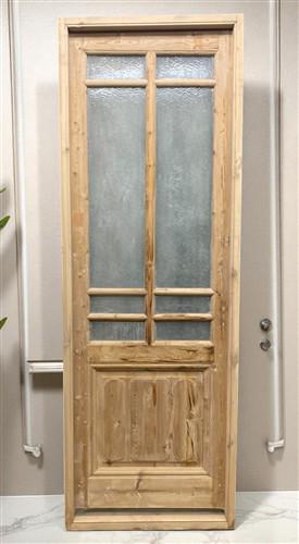 Antique French Single Door (30x89.5) Glass Pane Door with Jamb, Encased Door T30