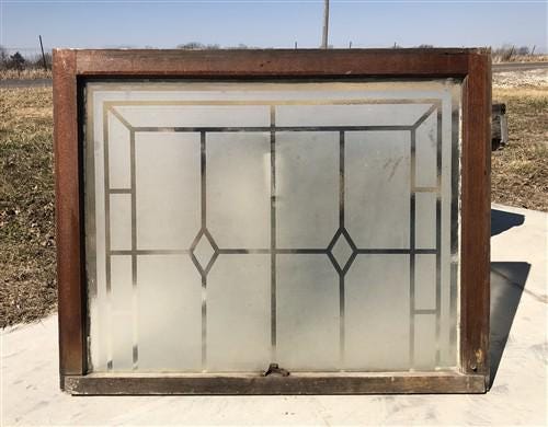 Home & Living > Home Improvement > Windows - Etched Frosted Clear Glass Vintage Church Window, Architectural Art Glass, H...