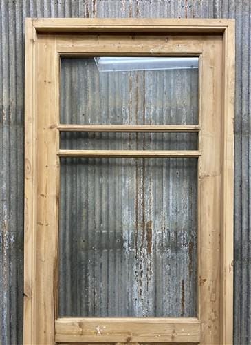 Antique French Single Door (32.5x86) Glass Pane Door with Jamb, Encased Door T9