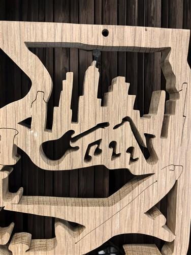 Home & Living > Home Decor > Wall Decor > Wall Hangings - Illinois Carved Wood Wall Decor, Chicago Music Plane Farm Tracto...