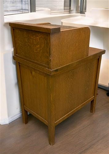 Home & Living > Furniture > Office Furniture > Filing Cabinets - Oak Roll Top Filing Cabinet with Register, Vintage McCask...