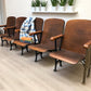 Home & Living > Furniture - 5 Vintage Wood Folding Theater Seats, Auditorium Seats, Entryway Bench, E16 by The Old Grainery