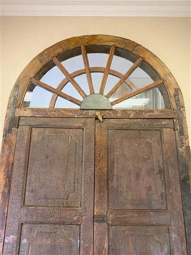 Antique Arched French Double Doors (61.5x130) European Door Jamb, with Jamb, S38