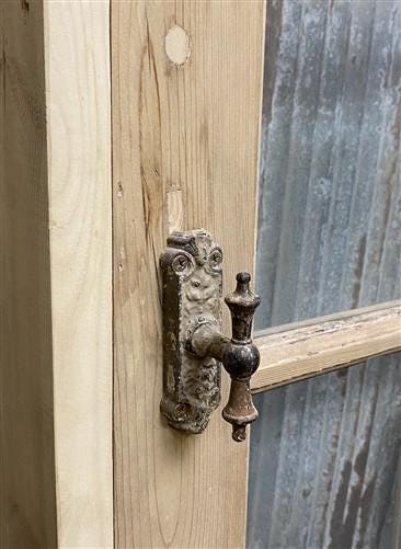 Antique French Single Door (33x92.5) Glass Pane Door with Jamb, Encased Door T32