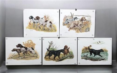 Art & Collectibles > Prints > Lithographs - 5 Ernest Hart Signed Dog Prints, 28x22 Wade Collection Lithograph Plates 1-5 b...