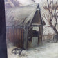 Art & Collectibles > Painting > Oil - 1880s Midwest Landscape Painting on Canvas, Original Art Winter Village, C by The Ol...
