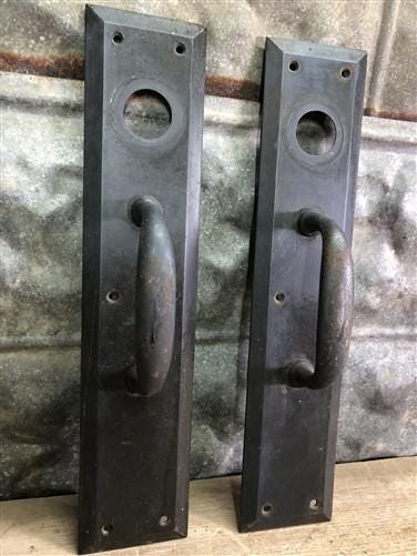Home & Living > Home Improvement > Hardware - Door Handle Pull Plates, Vintage Black Matte Escutcheon Plate, Mortise Trim...