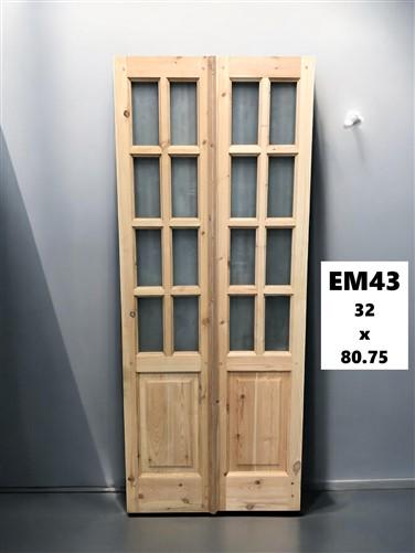 French Double Door (32.5x80.75) 8 Pane Frosted Glass Door European Styled EM43