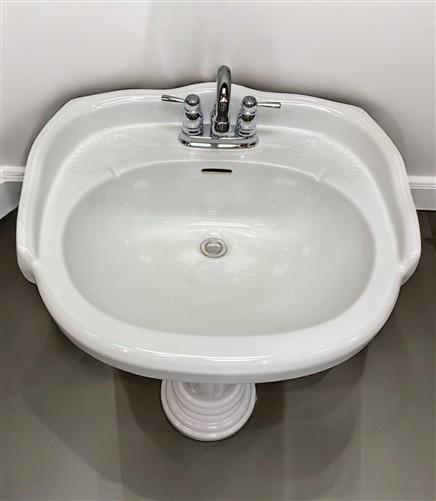 Porcelain Pedestal Sink, Vintage White Bathroom Sink, Architectural Salvage, A