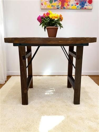 Home & Living > Furniture > Dining Room Furniture > Kitchen & Dining Tables - Rustic Round Table, Vintage Dining Room Tabl...