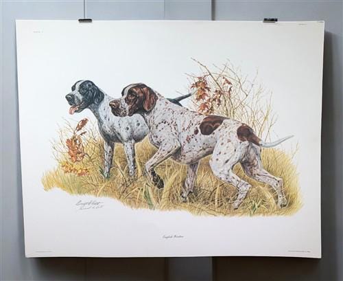 Art & Collectibles > Prints > Lithographs - Ernest Hart, English Pointer, Signed Dog Print, 28x22, Wade Collection, Plate...