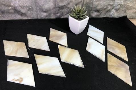 10 Stained Slag Glass Diamond Panes, Reclaimed Church Window Art Glass Pieces D