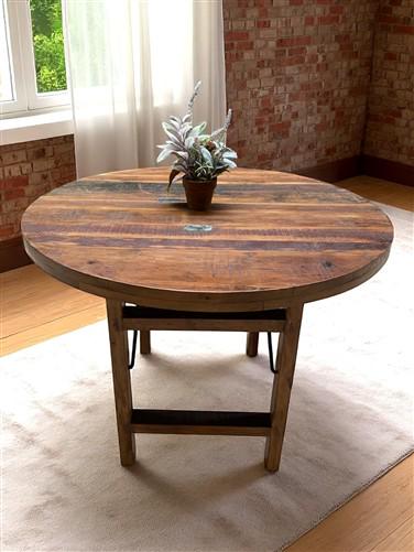 Home & Living > Furniture > Dining Room Furniture > Kitchen & Dining Tables - Rustic Round Table, Vintage Dining Room Tabl...