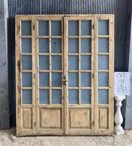 Antique French Double Doors (71x88) Frosted Glass European SideLite Jamb C12