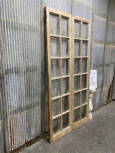 Antique French Double Doors (44x87.5) European Doors, 12 Pane Glass Doors, G164