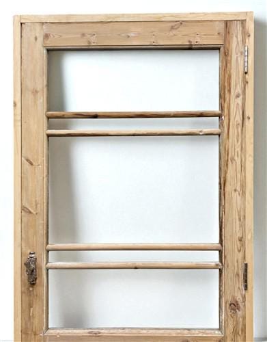 Antique French Single Door (35.5x82) Glass Pane Door with Jamb, Encased Door T25