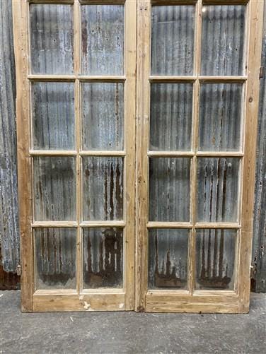 Antique French Double Doors (44x87.5) European Doors, 12 Pane Glass Doors, G164