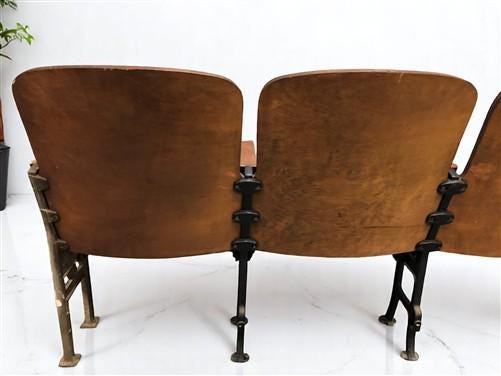 Home & Living > Furniture - 4 Vintage Wood Folding Theater Seats, Auditorium Seats, Entryway Bench, E10 by The Old Grainery