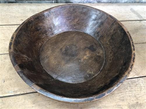 Home & Living > Kitchen & Dining > Kitchen Decor > Centerpieces & Table Decor > Centerpieces - Dark Wood Bowl, Rustic Farm...