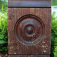 5 Plinth Blocks, Antique Bullseye Rosette, Architectural Salvage Wood Trim C88