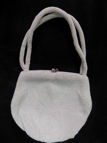 Bags & Purses > Handbags > Clutches & Evening Bags - Ivory White Seed Beaded Satin Bridal Formal Evening Bag Clutch Coin P...