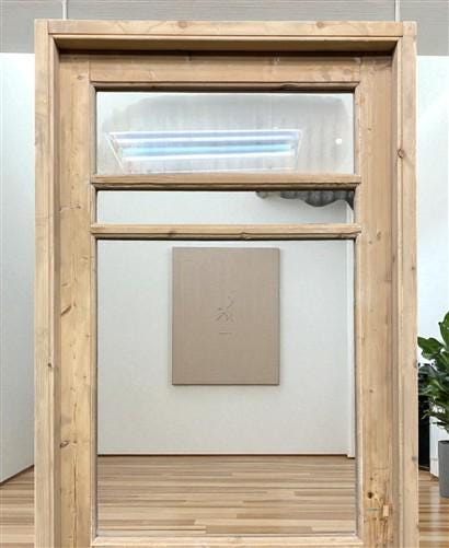 Antique French Single Door (31.5x84) Glass Pane Door with Jamb, Encased Door T33