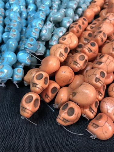 Craft Supplies & Tools > Beads, Gems & Cabochons > Beads - 3D Skull Beads Multi Colors, Gothic Halloween Jewelry Making Cr...