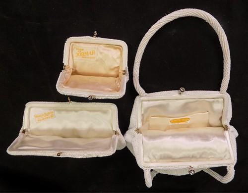 Bags & Purses > Handbags > Clutches & Evening Bags - Ivory White Seed Beaded Satin Bridal Formal Evening Bag Clutch Coin P...