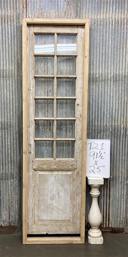 Antique French Single Door (25x91.5) Glass Pane Door with Jamb, Encased Door T21