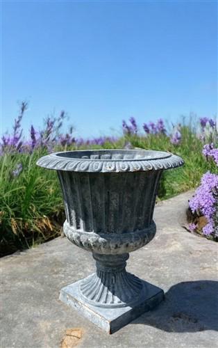 Home & Living > Outdoor & Gardening > Garden Decoration > Yard Art - 12" Tall Cast Iron Fluted Urn, Flower Pot Planter, Ga...