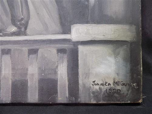 Art & Collectibles > Painting > Oil - 1920s Junita McGwire Portrait Paint Canvas, Original Art Partially Cleaned E by The...