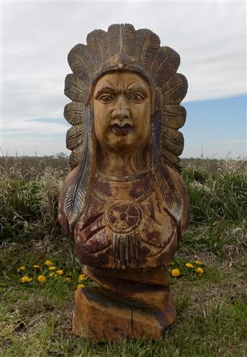 Home & Living > Home Decor > Home Accents > Statues - Indian Chief Bust Cigar Store Folk Art, Tobacco Store Wood American...