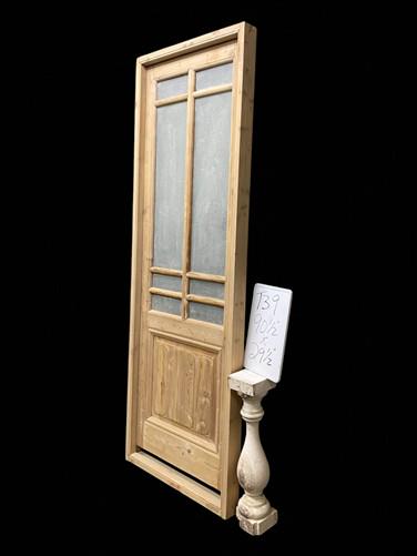 Antique French Single Door (29 x90) Glass Pane Door with Jamb, Encased Door T39