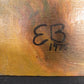 Art & Collectibles > Painting > Oil - 1975 EB American Folk Art Painting on Canvas, Covered Wagon Cattle Original Art by T...