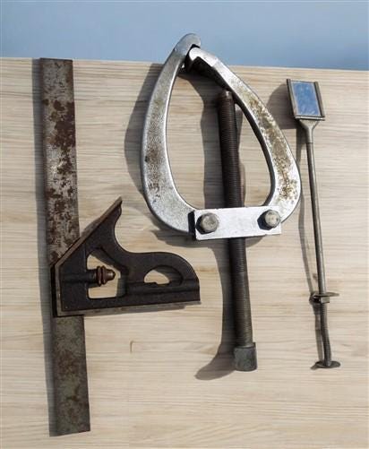 Lot Vintage Machinist Tools, Calipers, Pipe Cutter, Rex 10 Extractors, More