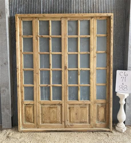 Antique French Double Doors (71x88) Frosted Glass European SideLite Jamb C6