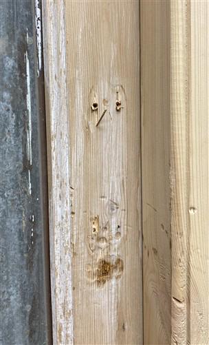 Antique French Single Door (27.25x82) Glass Pane Door with Jamb, Encased Door T5