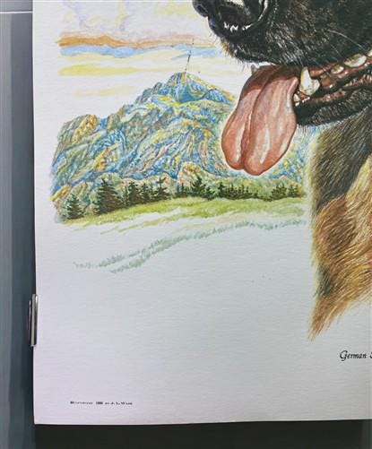 Art & Collectibles > Prints > Lithographs - Ernest Hart, German Shepherd, Signed Dog Print, 16x20, Wade Collection, A by T...