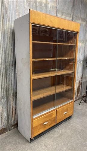 Home & Living > Furniture > Dining Room Furniture > Buffets & China Cabinets - 2 Sliding Door Display Cabinet, Vintage Dis...