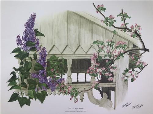 Art & Collectibles > Prints > Lithographs - Maryrose Wampler, Lilac Apple Blossom, Signed Print, 28x22, Wall Art, Plate 6...