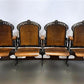 4 Wood Iron Folding Theater Seats, Auditorium Seats, Entryway Bench, D9