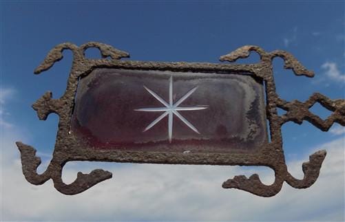 Weathervane Ruby Red Glass Tail Lightning Rod No Ball Arrow Pointer Vintage J
